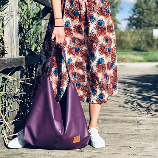 torby na ramię Duża torba worek ze skóry ekologicznej "Mili Chic MC7" - fioletowa