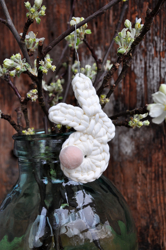 ozdoby wielkanocne Szydełkowe zajączki ze sznurka 5szt