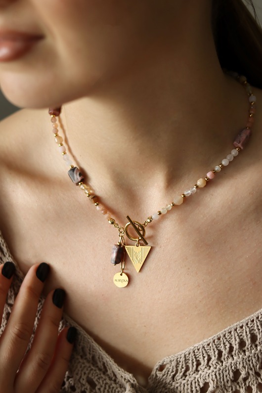 złote naszyjniki Naszyjnik Opal, Naszyjnik z Cytrynem, Naszyjnik Trójkąt