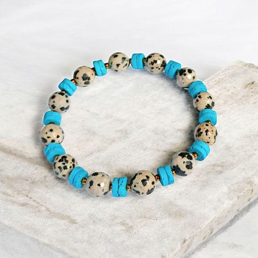 bransoletki z kamieni naturalnych JASPER collection : bransoletka na gumce : jaspis & lawa turkusowa