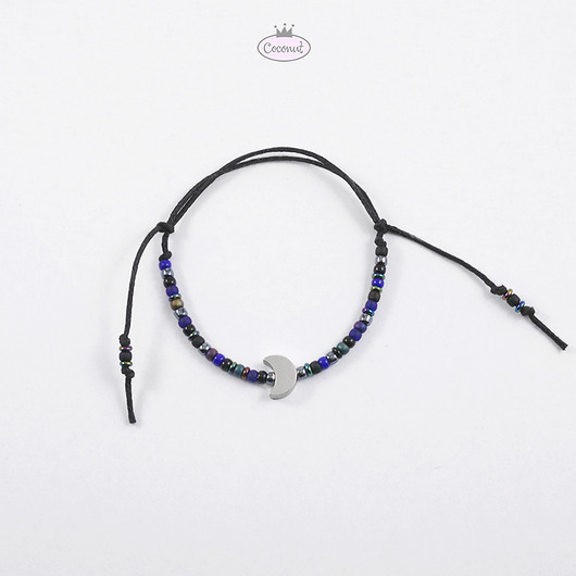 bransoletki na sznurku NIGHT MOON - srebro, bransoletka na sznurku