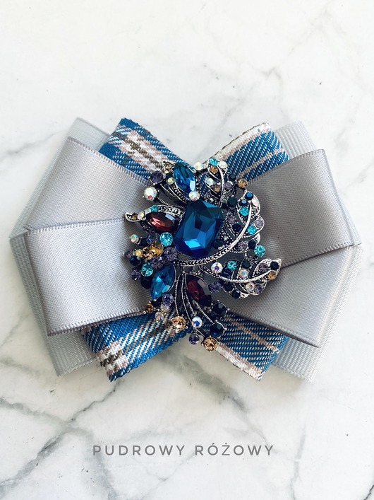 broszki Szafirowa Brosza z niesamowitą ozdobą   NOWOŚĆ