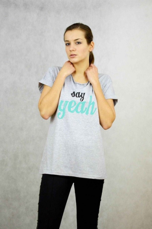 SAY YEAH SZARA- Koszulka Oversize T-shirt GAU great as You