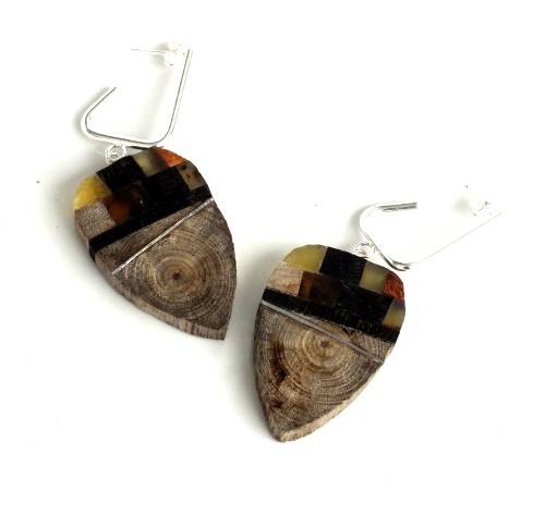 Wood&Amber Kolczyki Mozaika Maszyneria