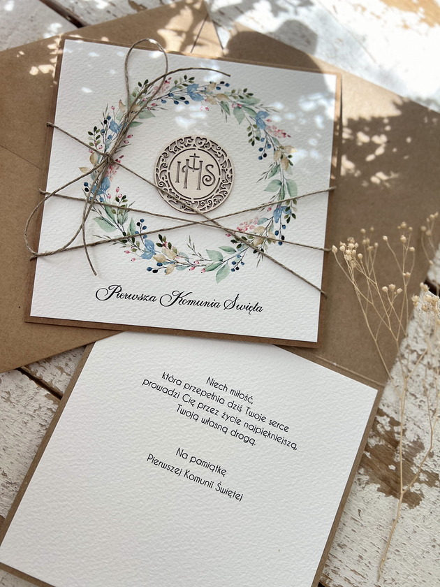 kartki na komunię Kartka na komunię - pamiątka komunii ręcznie robiona Prezent