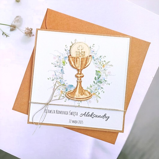 kartki na komunię Kartka, PERSONALIZACJA : I Komunia Święta : kielich