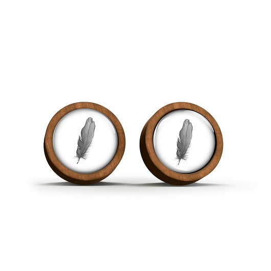 kolczyki drewniane Kolczyki drewniane - Piórko - sztyfty