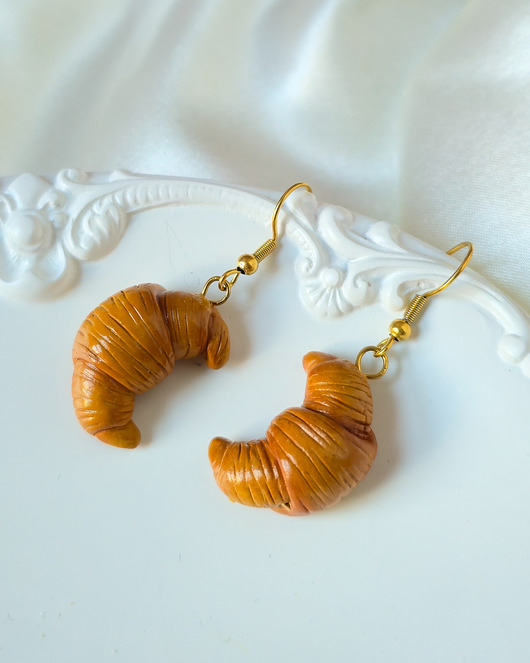 kolczyki z masy plastycznej Kolczyki croissanty