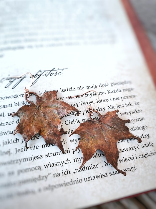 kolczyki z miedzi Listki klonowe I kolczyki miedziane