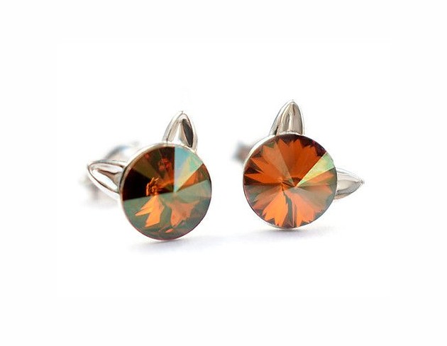 kolczyki swarovski Kolczyki - kryształy Swarovski - kotki Copper