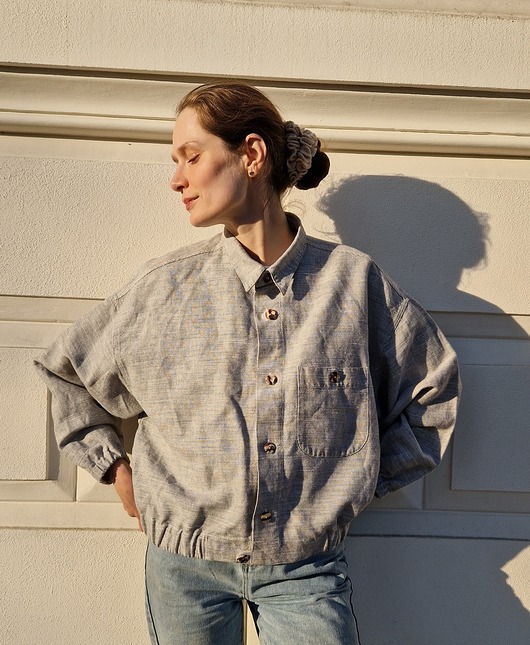 kurtki damskie Szara bomberka kurtka wiosenna upcyklingowa 1/1