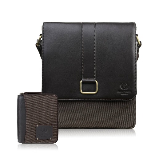 torby i nerki męskie Listonoszka męska AY-01 i portfel męski ze skóry i canvasu AY-06 zestaw upomi