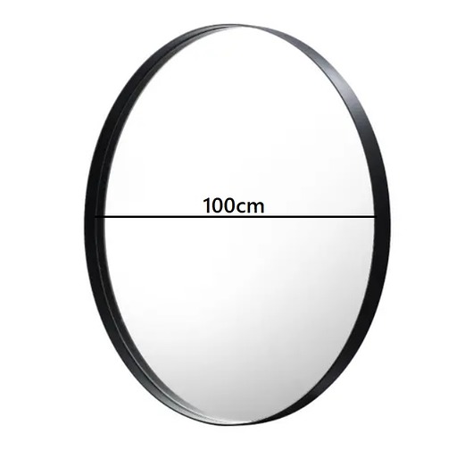lustra stojące i wiszące Lustro okrągłe Ruota czarna metalowa rama 100 cm