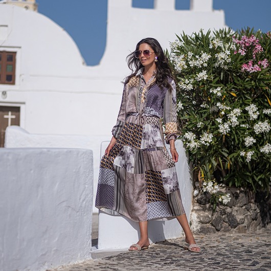 sukienki maxi damskie Patchworkowa sukienka