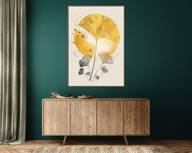 plakaty Liście miłorzębu - Plakat, druk - Chiński Orient, Zen, Wabi Sabi #118