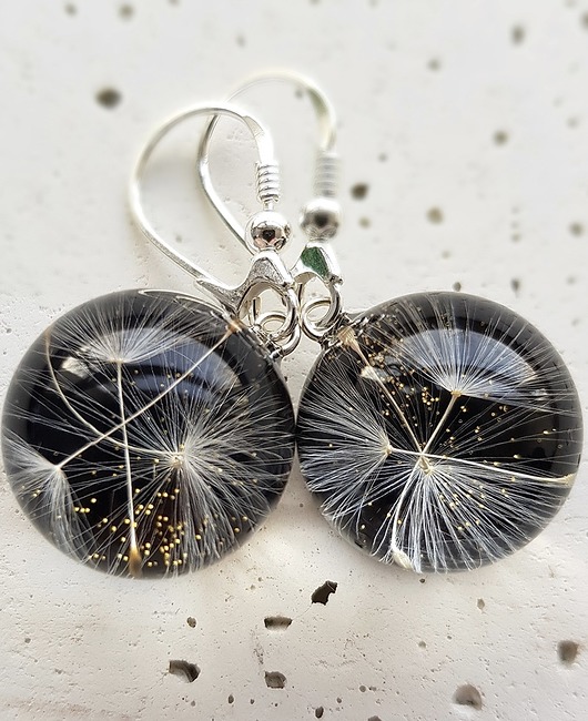Kolczyki srebrne z nasionami dmuchawca Grol Jewellery