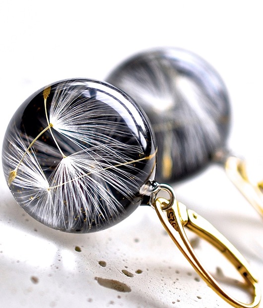 Kolczyki srebrne z nasionami dmuchawca Grol Jewellery