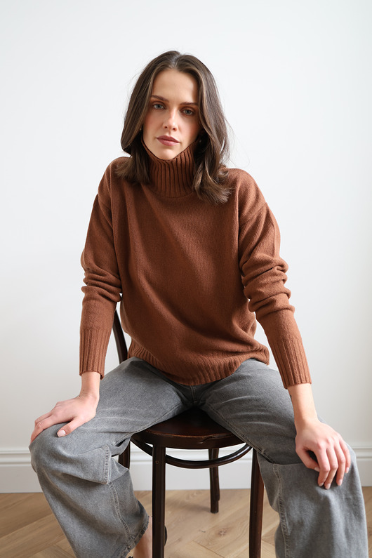 swetry damskie  Golf Nord brązowy karmel