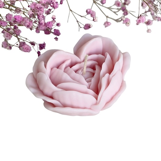 świeczniki i świece Świeca sojowa dekoracyjna "Rose Heart" 75x38mm różowa