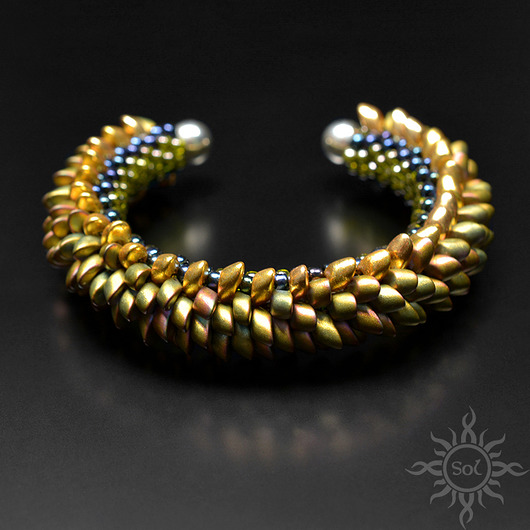 Orinys, smocza bransoleta cuff, beading Sol