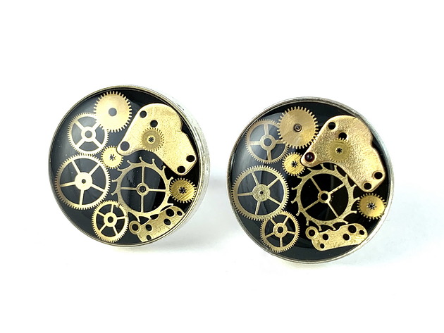 spinki do mankietów SPINKI - Steam dream Black IV