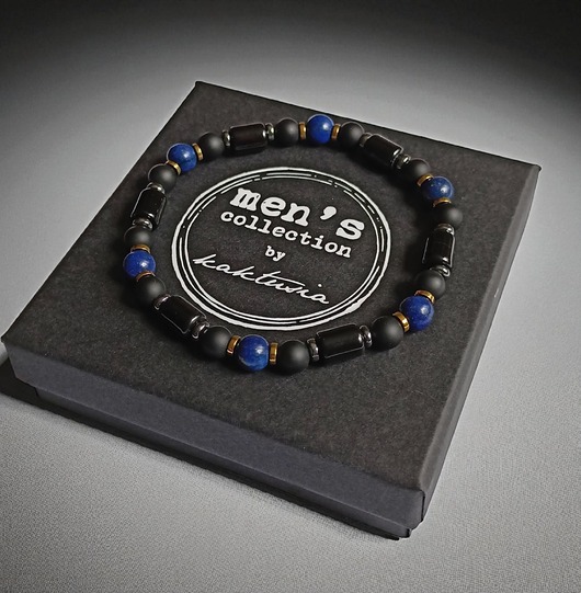 biżuteria męska SIŁA, OPTYMIZM : efektowna bransoletka : LAPIS LAZULI, ONYKS