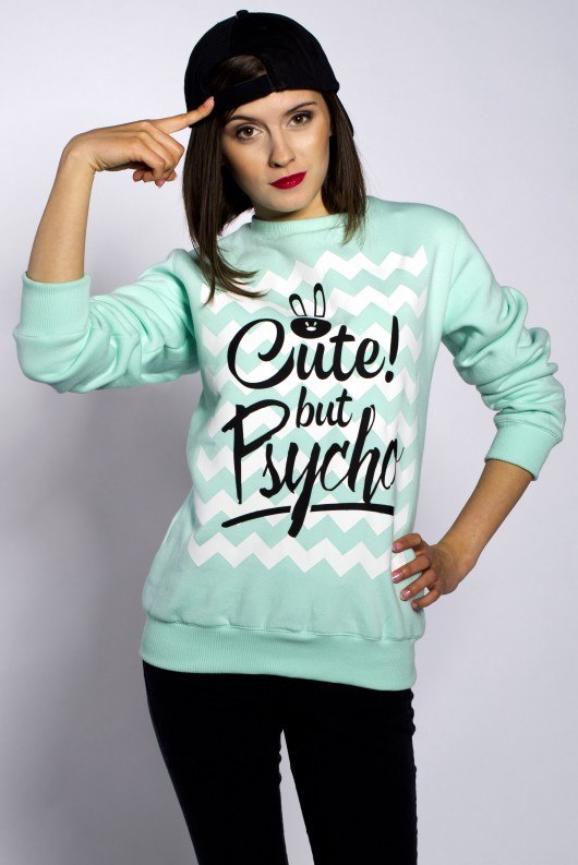 Bluza Miętowa Cute but Psycho! ŁAP NAS