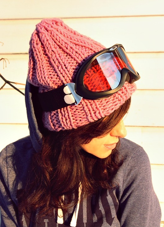 Czapka różowa handmade  beanie z wełną Mademoiselle Patrini