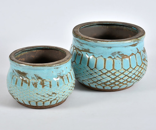 Donica, doniczka, osłonka Azzurro Old, 15 cm Home Design