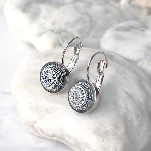 kolczyki - inne UNIKATOWE KOLCZYKI z mozaiką - Blue Mosaic