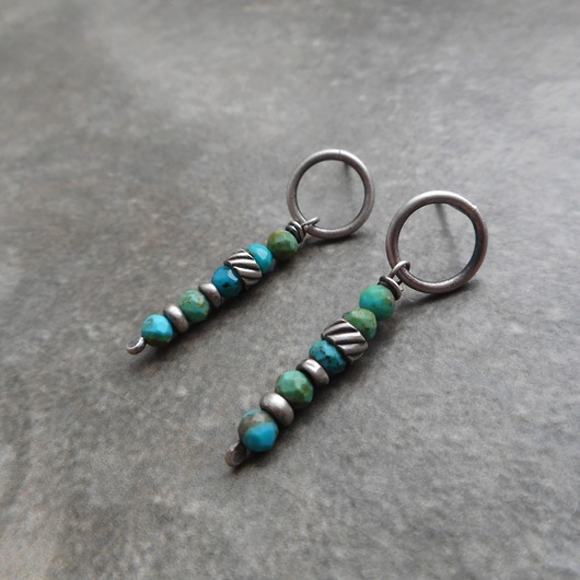 kolczyki z kamieniami Turkusiki na okrągło srebro 925