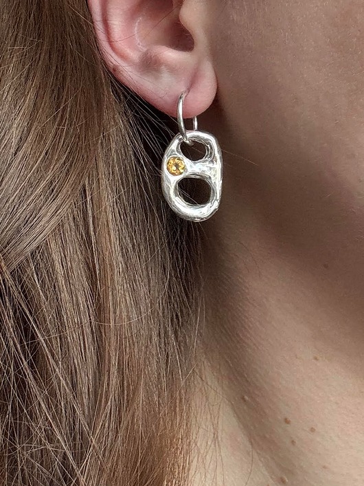 kolczyki srebrne Kolczyk srebrny - Zawleczka z cytrynem