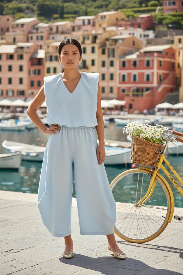 komplety damskie Lato 2026 Komplet Mauiidonata jedwab Baby Blue