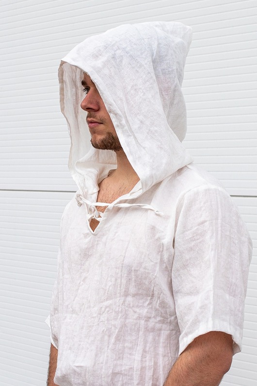 koszule męskie Tunika koszulka koszula lniana zmiękczana Polski Len