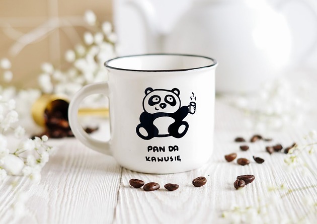 kubki Kubek PanDa Kawusię, dla miłośnika kawy