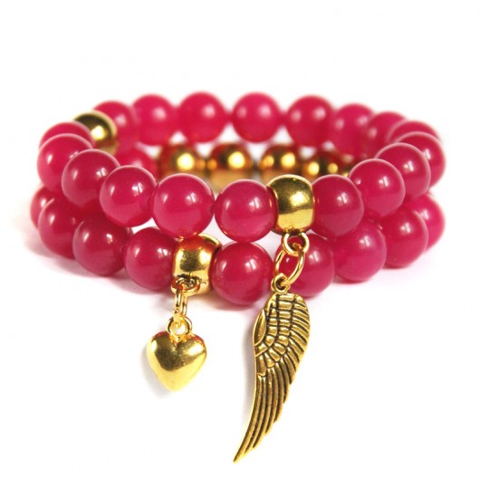 jadeit FUCHSIA PINK & skrzydło anioła kaktusia