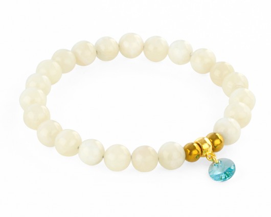 Cream jade with kryształ Swarovski pendant. Lavoga