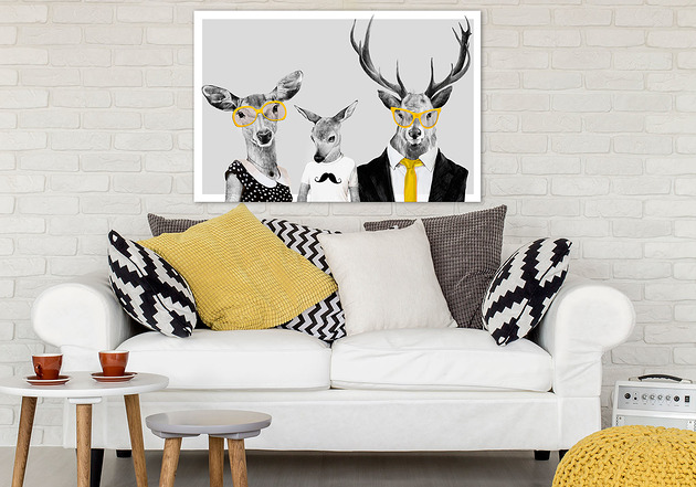 obrazy OBRAZ NA PŁÓTNIE - Rodzice z synem 120x80