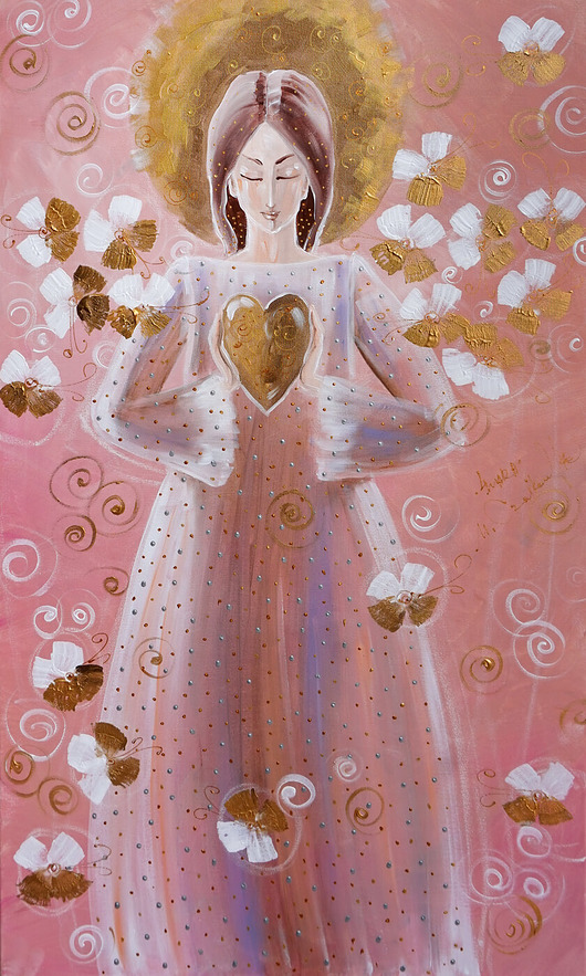 obrazy Anioł z serduszkiem 3 Różowy. Giclee