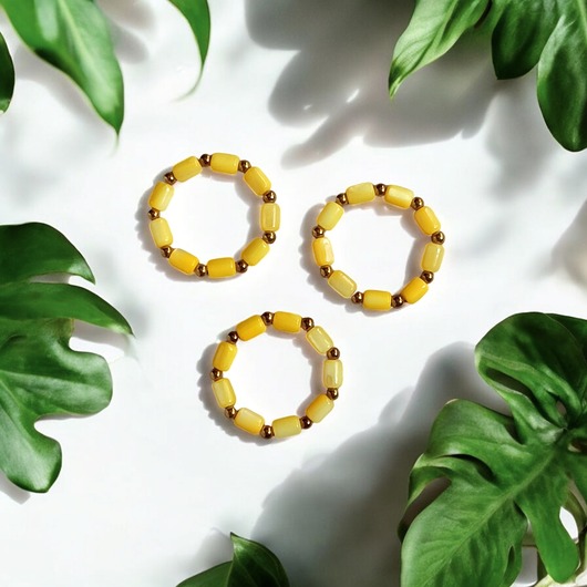 pierścionki elastyczne Żółty pierścionek :: summer : masa perłowa, hematyt