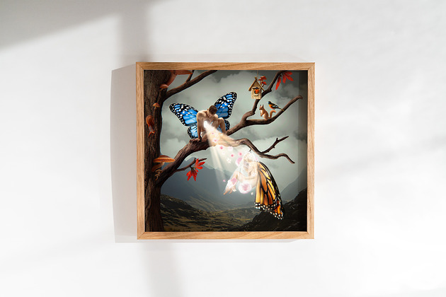 plakaty Surrealistyczny Plakat "Give Her Time" Kolaż 30x30cm