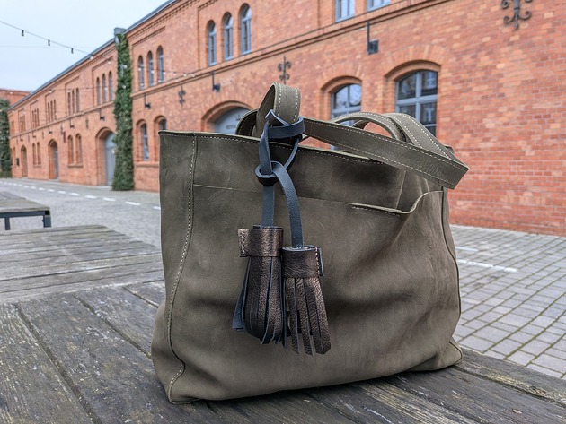 torby na ramię Zielona leśna skórzana torba