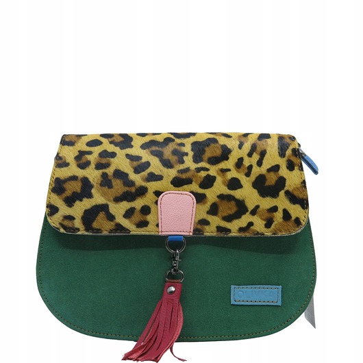 torby na ramię Torebka damska klasyczna zamszowa odpinany wymienny chwost brelok OLIVKA