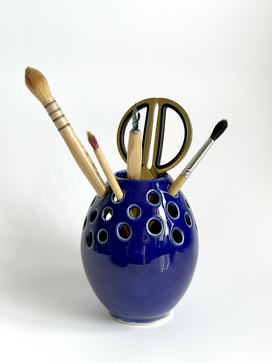 akcesoria różne Pojemnik na pędzle, ceramiczny ręcznie wykonany, ikebana