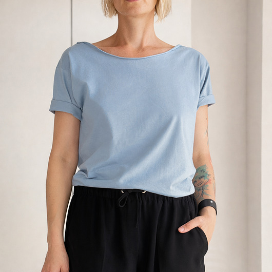 t-shirt damskie Bladoniebieski Oversize