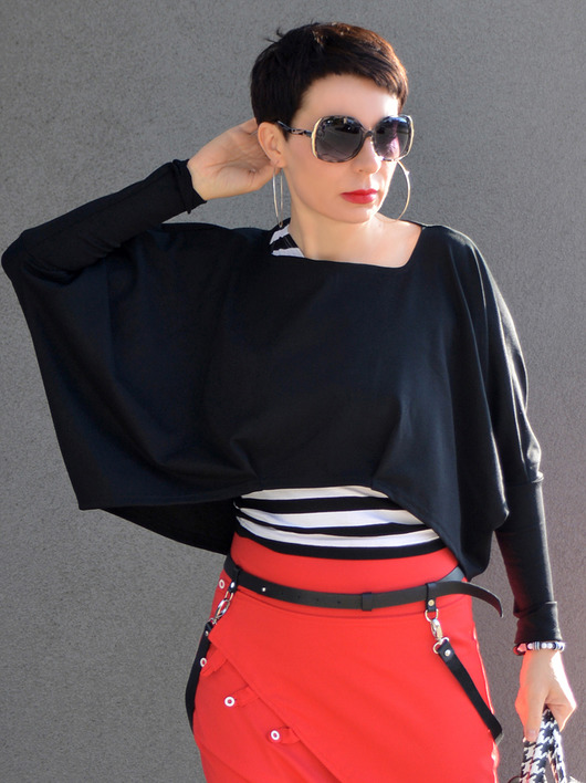 BLUZA CZARNA NIETOPERZ by momo momo fashion