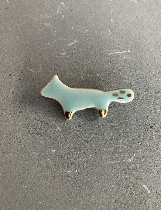 Ceramiczna broszka Lis turkusowa ELEMTHEBRAND