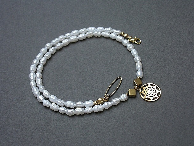 chokery Pearls /white/ perły naturalne vol. 4- choker