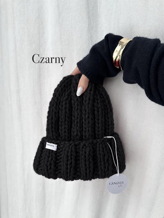 czapki damskie Czapka Nordic 100% wełna *czarny*