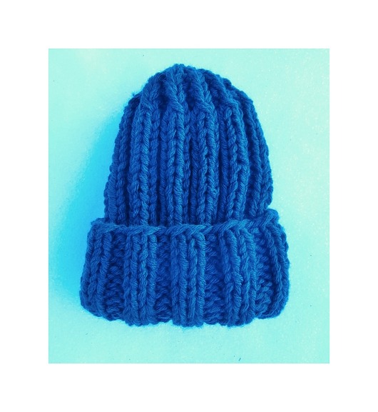 czapki damskie Niebieska czapka  beanie  z wełną